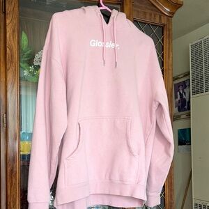 Glossier Pink Hooded Sweater with Textured Finish